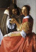 VERMEER VAN DELFT, Jan A Lady and Two Gentlemen (detail) ewt oil painting on canvas